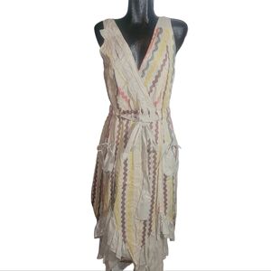 Animale sleeveless faux wrap front asymmetrical hemline dress Sz.4